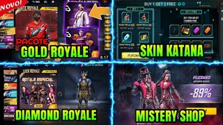 FREE FIRE!! BOCORAN MISTERY SHOP BULAN APRIL, GOLD ROYALE TERBARU, SKIN KATANA LOBBY, EVENT GRATIS