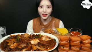 Mì tương đen hải sản cay phần 1 #mukbang