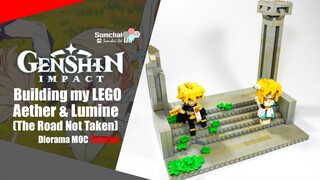 LEGO Genshin Impact Aether & Lumine (The Road Not Taken) Diorama MOC Tutorial | Somchai Ud