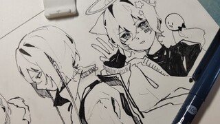 Drawing Process | Three Cute Young Boys