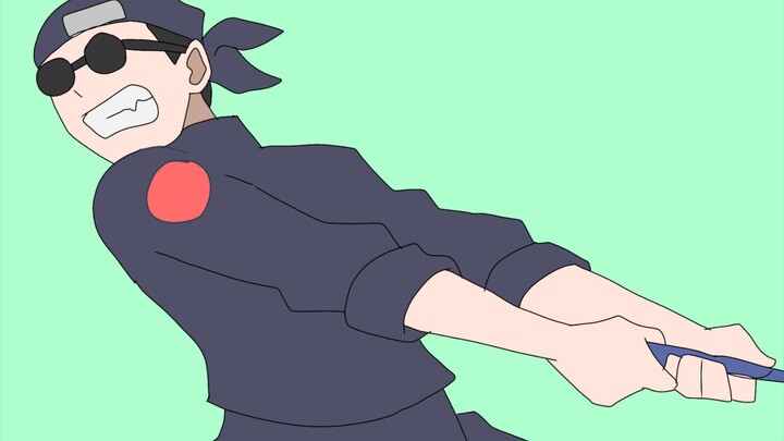 Menggambar ebisu yg lagi kesulitan menarik konohamaru dari belakang