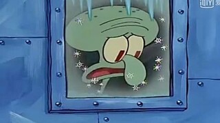 Squidward bersembunyi di lemari es dan akhirnya dibekukan selama dua ribu tahun dan diubah menjadi e