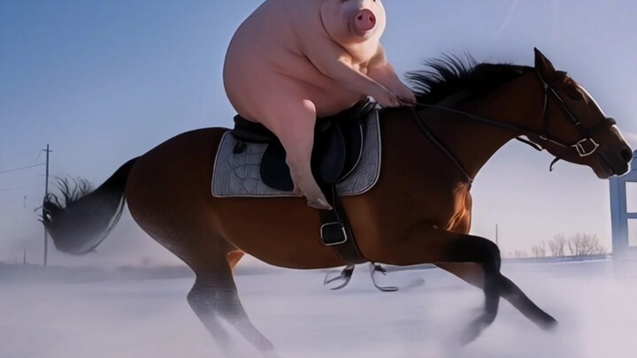 【ai】Pig riding a horse
