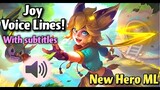 NEW HERO JOY VOICE LINES!🌸English Subtitles🔥Clear Audio Without BG Sound🌸So Cute