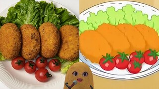 Potato Sings and Cooks | Recreating Crayon Shin-chan's Favorite Beef Croquettes!!