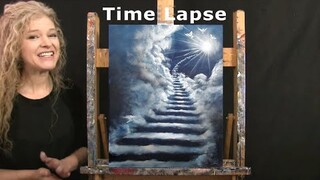 TIME LAPSE - Learn How to Paint "HEAVENLY STAIRWAY" with Acrylic - Fun Easy Step by Step Tutorial