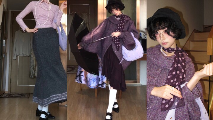 Aaaah, I just love this Showa-style grape-patterned polka-dot layered outfit!!