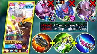 YIN VS TOP GLOBAL ALICE | YIN SIDELANE BEST BUILD AND EMBLEM | MOBILE LEGENDS