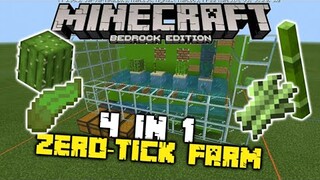 Minecraft Bedrock: 4 in 1 Zero Tick(Cactus,Bamboo,Sugar Cane, Kelp)Farm | How to