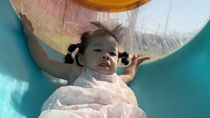 Taking the kids to try a three-story-high slide, hahaha!