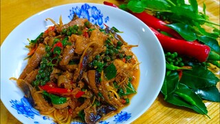 ผัดเผ็ดปลากระเบน เมนูกับแกล้มอร่อยๆ สไตล์| ครัวบ้านๆ Channel