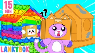 LankyBox Makes DIY Playhouse - Fun Playtime with Magic Lego House | LankyBox Channel Kids Cartoon