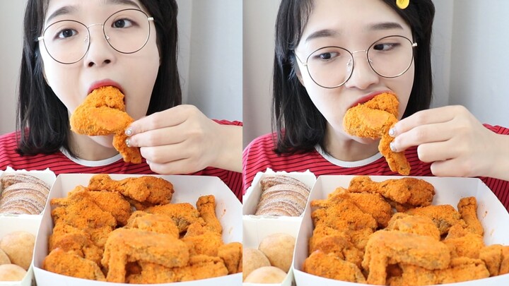 【Nado Official ซับจีน】กินๆ ♥เนเน่ ชีสสโนว์อิ้ง ไก่ทอดรสเผ็ด♥ ของใหม่จากเนเน่~~