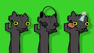 【ฉากเขียว/วัสดุแอนิเมชัน】วัสดุมีม Toothless เต้นรำ