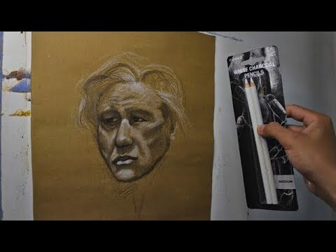 Corot WHITE Charcoal Pencil  Short DEMO | JK Art