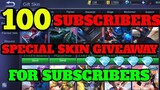 100 SUBSCRIBERS SPECIAL SKIN GIVEAWAY | MOBILE LEGENDS BANG BANG