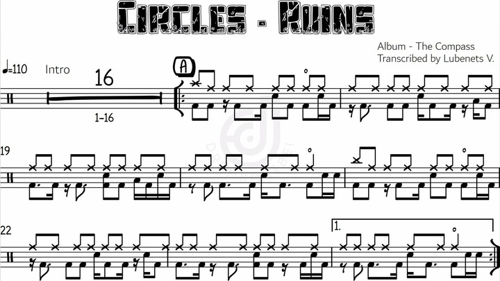 CIRCLES - Ruins  (Drum transcription) | Drumscribe!