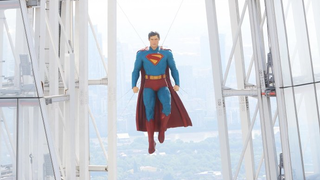 They really know how to create buzz! The movie "Superman" literally hung Superman at the 300-meter-h