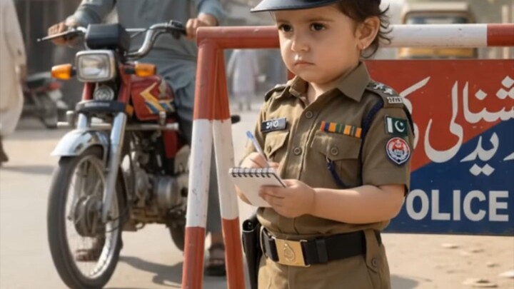 Little SHO Stops Cars at Police Naka 😂🚔 | Cute Pakistani Baby Cop #Shorts