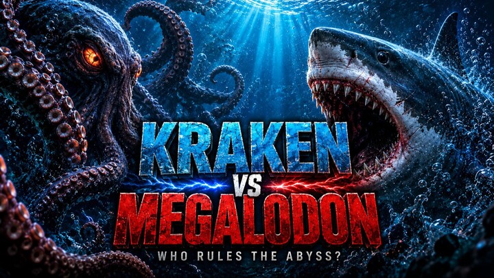Kraken vs Megalodon 🦑🦈 | Who Rules the Abyss? | Epic Sea Monster Battle