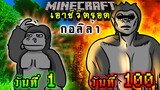 จะเกิดอะไรขึ้น!! เอาชีวิตรอด 100 วัน แต่กลายร่างเป็นกอลิล่า ตอนเดียวจบ | Minecraft 100days