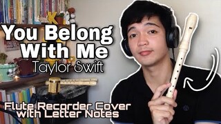 Taylor Swift - You Belong With Me | Flute Recorder Cover with Easy Letter Notes & Lyrics