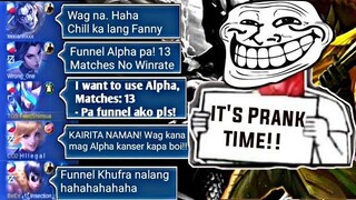 13 MATCHES ALPHA prank! Haha galit na galit kakampi nung sinabi kong pafunnel ako! Laughtrip!| MLBB