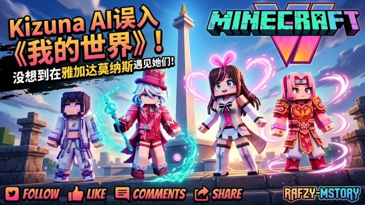 Kizuna AI Tersesat ke Dunia Minecraft! Tak Disangka Bertemu Mereka di Monas Jakarta!