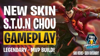 NEW S.T.U.N. CHOU SKIN GAMEPLAY! MVP - LEGENDARY BUILD! WANT TO WIN SKIN? WATCH NOW! MLBB