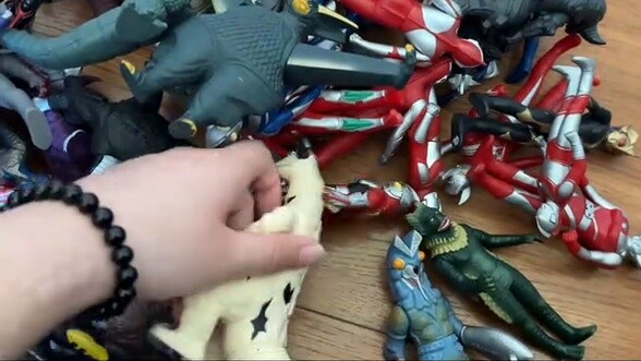 A box of recycled fans' toys