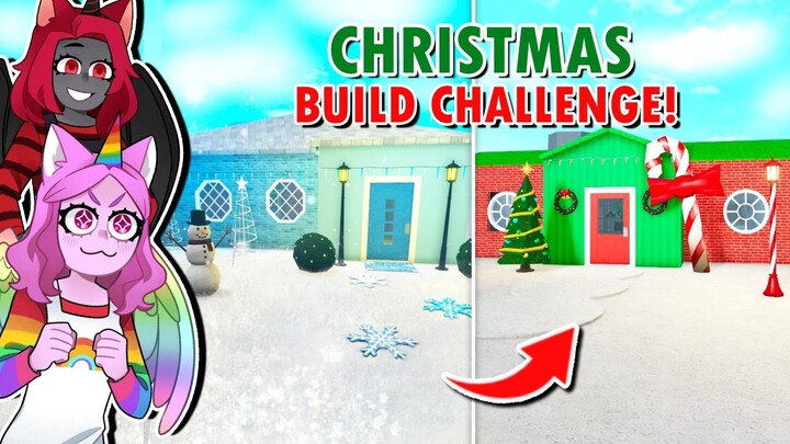 *SUNNY VS MOODY* Christmas Bloxburg Build Challenge! (Roblox)