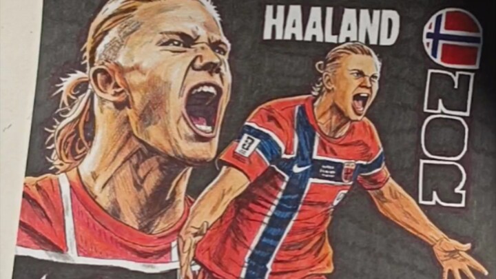 menggambar Erling Haaland dari Norwegia