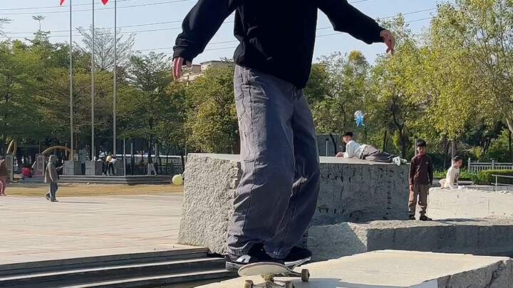 Pointed flip on a narrow rail