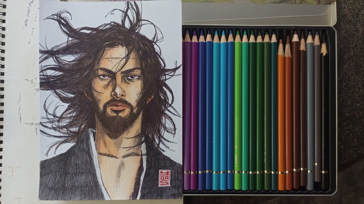 menggambar Miyamoto Musashi / Shinmen Takezo dari Vagabond