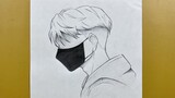 Easy anime drawing | how to draw anime guy wearing face mask