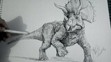 [Sketsa] Menggambar dinosaur dengan Satu Garis #5 - Triceratops