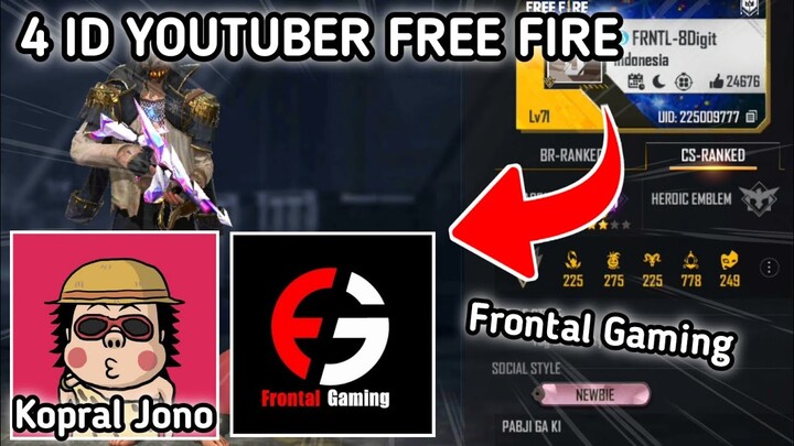 4 ID YOUTUBER FREE FIRE || FRONTAL GAMING GANTI NAMA