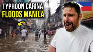 Foreigner SHOCKED by TYPHOON CARINA in MANILA