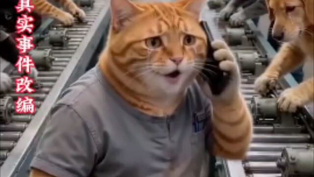 猫正在工厂里工作