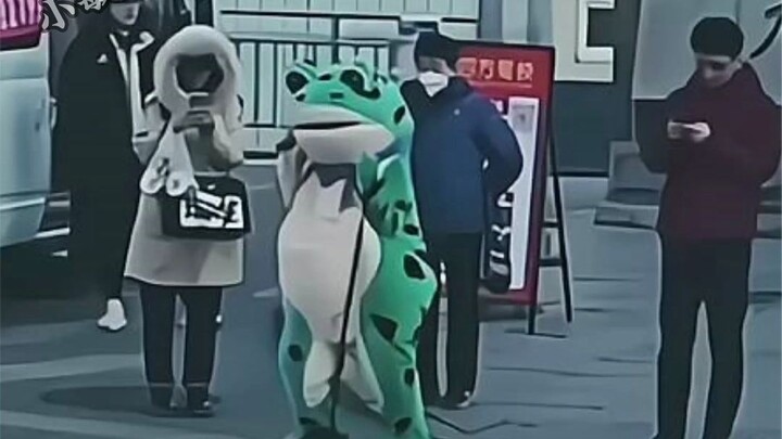 Con rối ếch thử thách kéo dây nặng 40 kg giữa phố, kết cục thật bất ngờ!