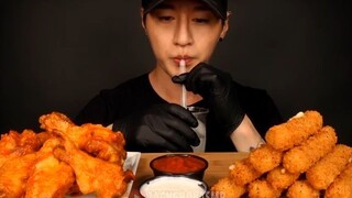 ASMR BUFFALO WINGS & CHEESE STICKS MUKBANG (No Talking) EATING SOUNDS   Zach