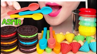 ASMR โดนัทน้ำแข็งสายรุ้ง ช้อนกิน โอรีโอ