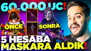 5 FARKLI İZLEYİCİ HESABINDA 60.000 UC MASKARA SANDIĞI AÇTIK! (MASKARA REKORU) PUBG Mobile