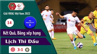 KẾT QUẢ & BẢNG XẾP HẠNG VÒNG 14 GIẢI VĐQG VIỆT NAM VLEAGUE 2022, LỊCH THI ĐẤU VÒNG 15