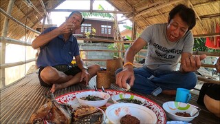 อ่อมกบใส่ผักกะแยงสดๆกินกับพ่อใหญ่แคน