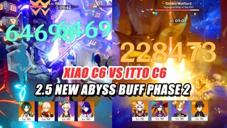 2.5 New Abyss Buff Phase 2 Floor 12 - Xiao C6 vs Itto C6 Team Speed Run | The True DMG