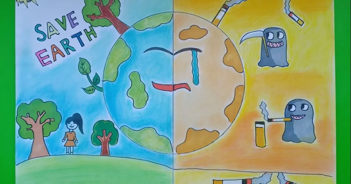 How to Draw Easy Poster pure earth Vẽ Tranh Cổ Động trái đất - Bilibili