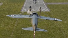 Landing of the P-26B-35 fighter on the runway
