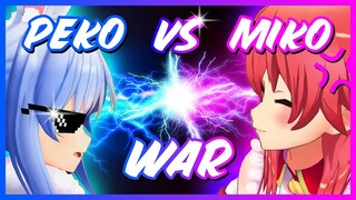 Peko vs Miko War THE FIRST PVP BATTLE 【Minecraft】