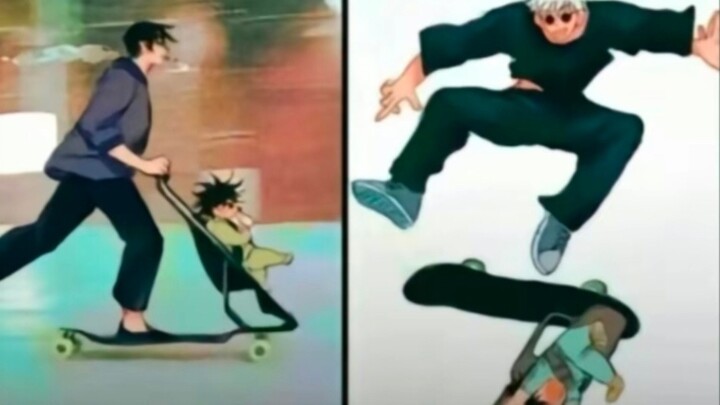 One person plays two roles in a meme: Gojo Satoru with Huihui VS Fushiguro Shinobu with Huihui~